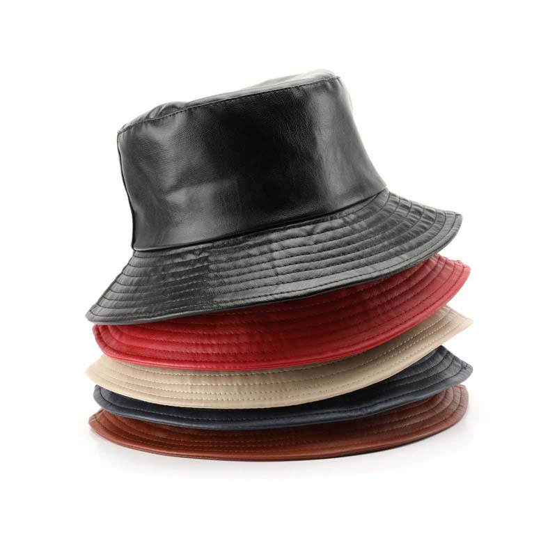Chapeau de seau en cuir PU